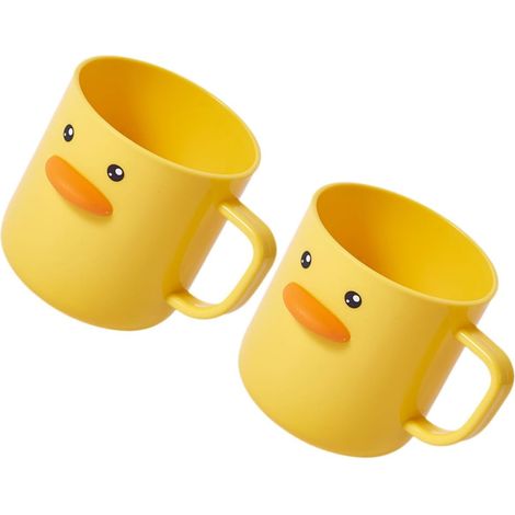 2 Yellow Plastic Cups for Children s Toothbrushing