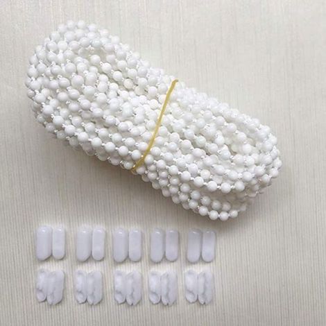 Cordon à billes blanc de 10 m avec 10 connecteurs Accessoire de réparation pour stores vénitiens verticaux à enrouleur standard (1/3)