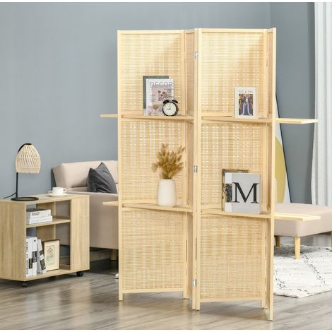 Biombo separador de ambientes plegable bambú 180 cm OKMYHOME (1/3)
