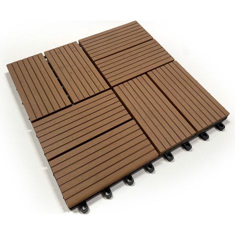 Kit mattonelle da esterno legno in WPC 30x30x2 cm