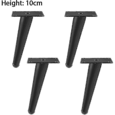 Quatre pieds de meubles fuselés en fer antirouille, adaptés aux tables basses, noir mat, 10 cm, lot de 4. (1/5)
