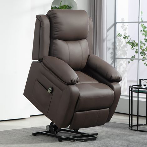 Fauteuil releveur électrique fauteuil relax électrique avec repose-pied télécommande et 2 pochettes 76x90x105cm marron (1/5)