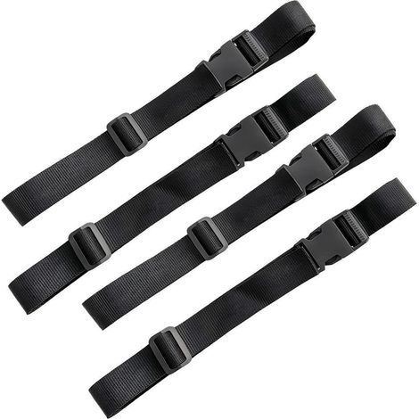 Lot de 4 sangles de valise, sangles de bagage 25mm, 1m, réglables, noir