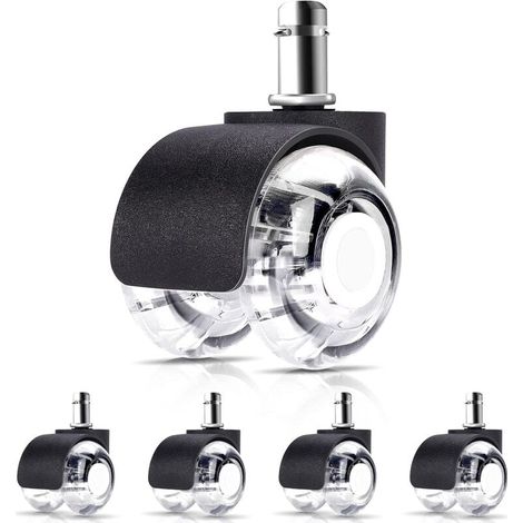 rotelle per sedia da ufficio 11 x 22 mm - Adatte a tutti i tipi di pavimento - Cuscinetti silenziosi a 360°, resistenti all'abrasione su pavimenti duri e tappeti - Ruote girevoli universali (1/5)