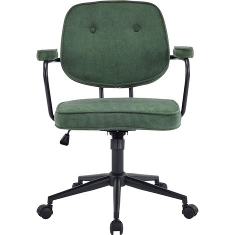 Fauteuil de bureau pivotant et réglable en hauteur en velours côtelé vert kaki - Ann (1/5)