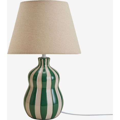 SKLUM Jolira Tischlampe ↑40 cm aus Keramik und Leinen Grün Apfel