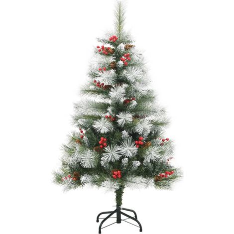 Albero Natale  Albero natalizio  Albero festivo Artificiale Incernierato con Pigne e Bacche 150cm (1/5)