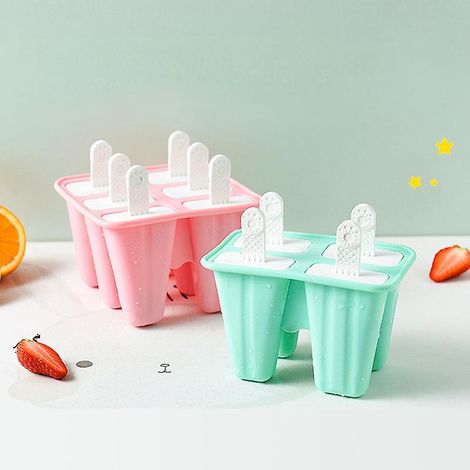 2 Moule Glace Silicone 6 Cellules + 4 Cellules Formes, Moule Glace Enfant Moulle Glace Silicone Avec Batonnet, Brosse Et Entonnoir, Moule Glace (1/4)