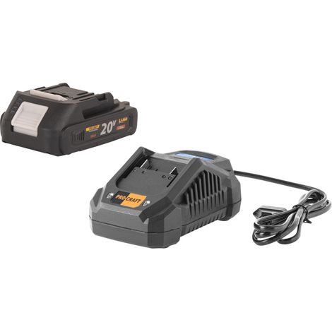 Set iniziale Procraft 20 V 20/4A Caricabatterie rapido + 1x batteria 20/2A 2,0 Ah
