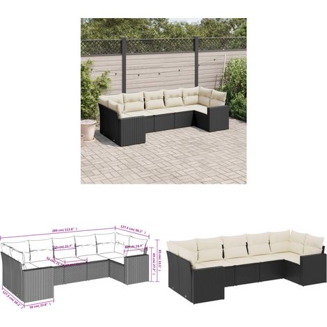 7-tlg. Garten-Sofagarnitur mit Kissen Schwarz Poly Rattan - Gartensofa - Polyethylen Möbel - Outdoor Sofa - Lounge Set - Gartenlounge - Home & Living (1/3)
