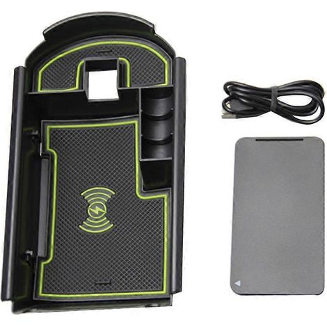Boîte de rangement pour console centrale de voiture, boîte à lunettes, 1 lot, organisateur de boîte à gants pour téléphone portable, personnalisé pour C- 2018 (avec recharge sans fil) (1/4)