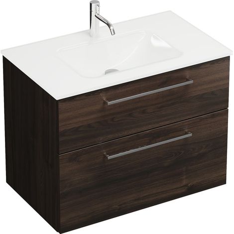 Burg Eqio Glas-WT+WT-Unterschrank Marone Dekor Trüffel/Weiß GRP95