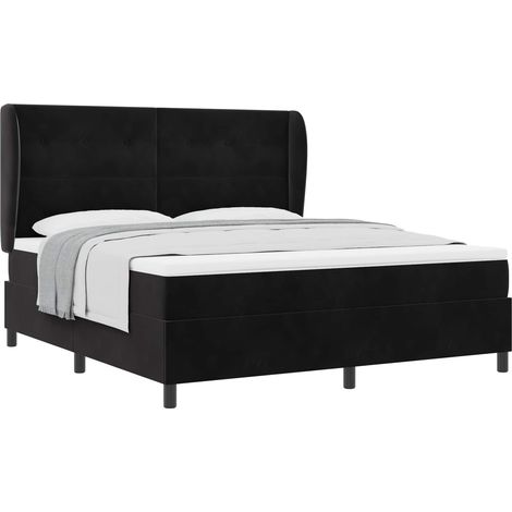 Maison Exclusive - Boxspringbett mit Kopfteil Schwarz 200 x 180 c (1/5)