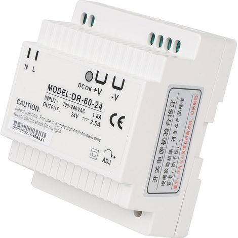 Transformateur d'alimentation Rail Din Alimentation modulaire montable pour automatisation industrielle Boîtes de distribution Instrumentation Transformateurs (24V 2.5A DR-60-24) (1/5)