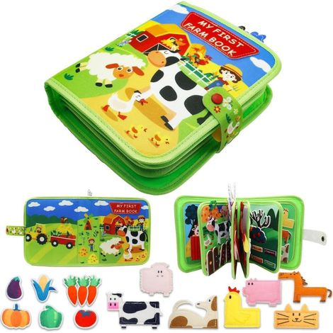 Busy Board from 1 year - Toddler Occupation Book - DIY Felt Activity Book - Fabric Picture Book (Gre (1/5)