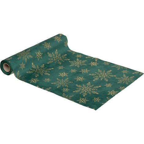 Tela de terciopelo con purpurina 28x300cm verde - Feeric lights & christmas