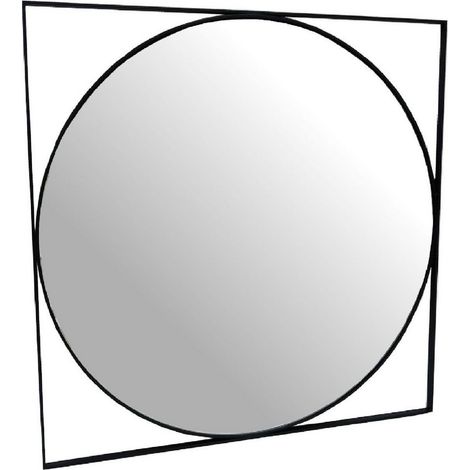 Isaac Mirror - Glass/Iron - L1.5 x W77 x H77 cm - Black