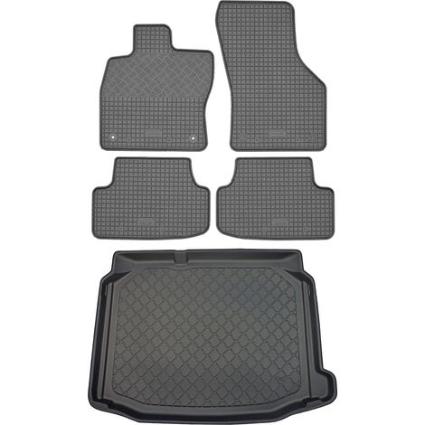 Seat León III y III SC 5F Hatchback (3/5 puertas) de noviembre de 2012 a marzo de 2020 / mayo de 2013 a agosto de 2018. JUEGO: alfombrillas de goma para coche + alfombrilla para maletero.