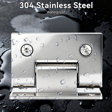Charnière Porte Verre 90°-1, Argent,9x5x5.4cm, Inox Bidirectionnelle Douche, Quincaillerie Aucunely (1/5)