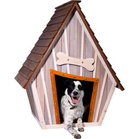 Grande Niche en Bois pour Chien Fond Amovible 90 x 77 x 109 cm (1/4)