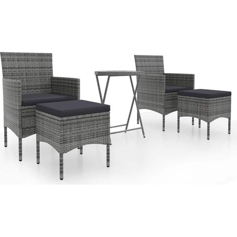Maison Exclusive - 5-tlg. Garten-Bistro-Set Poly Rattan und Hartg (1/5)