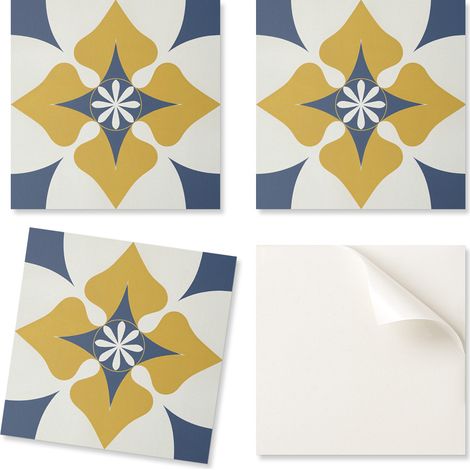 Baldosas de vinilo estampadas - Decoraci贸n de dormitorio con estampado floral sim茅trico 20x20x20 cm