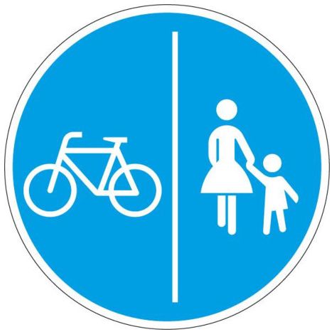 Panneau VKZ.241-30 Ronde 600mm piste cyclable et piétonne séparée Label de qualité RAL feuille RA1 (1/2)