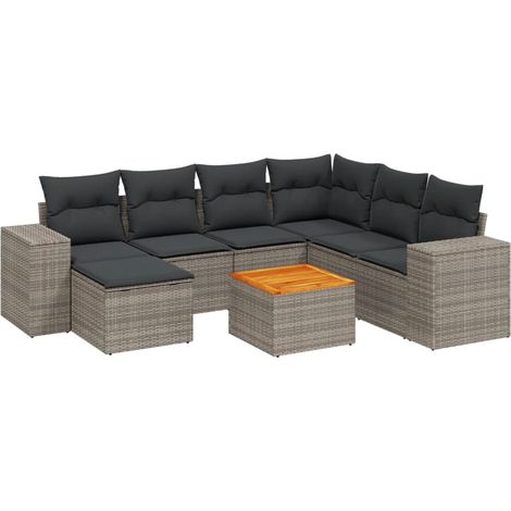Maison Exclusive - 8-tlg. Garten-Sofagarnitur mit Kissen Grau Pol