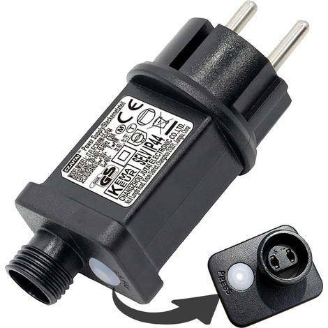 Transformador de luces intermitentes de 31 V y 6 W CA, con enchufe de 8 modos y temporizador, adaptador impermeable IP44 para luces de Navidad, luces de árbol de Navidad y luces de cortina [Clase ener (1/5)