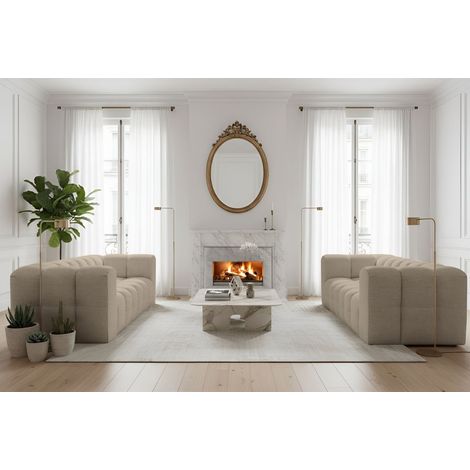 Sofaset Designersofa SOLVIE 3-3 in Stoff Moly Beige (1/4)