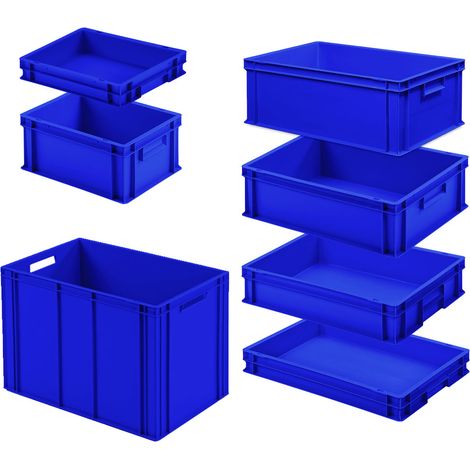 BRB Ensemble de 7 contenants européens dans 7 contenants différents. Tailles/hauteurs, 2x 400x300 / 5x 600x400 mm, bleu