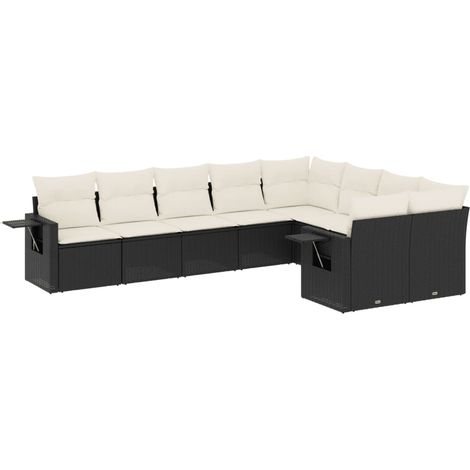 Maison Exclusive - 9-tlg. Garten-Sofagarnitur mit Kissen Schwarz