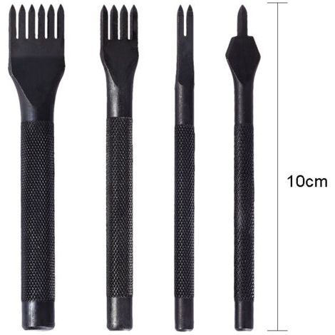 Outil de maroquinerie DIY : poinçon à losange noir de 3, 4, 5 et 6 mm pour couture manuelle, poignée antidérapante avec dents lisses deng (1/3)