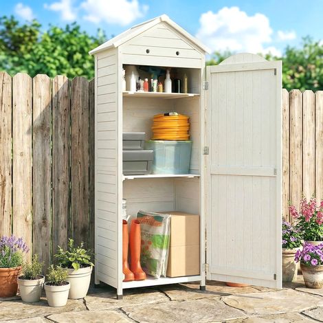 Gartenschrank Holz extra hohe Geräteschuppen mit verstellbar Ablage magnetisch Tür galvanisiert Dach Belüftung