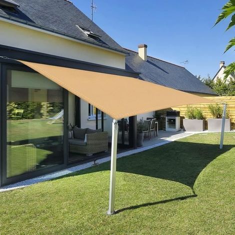 (Creme) Rechteckiges Sonnensegel in Creme, 3 x 4 m – 95 % UV-Schutz – Netboat (1/4)