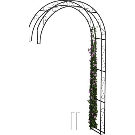 Arco de jardín de metal negro - Pérgola de media caña