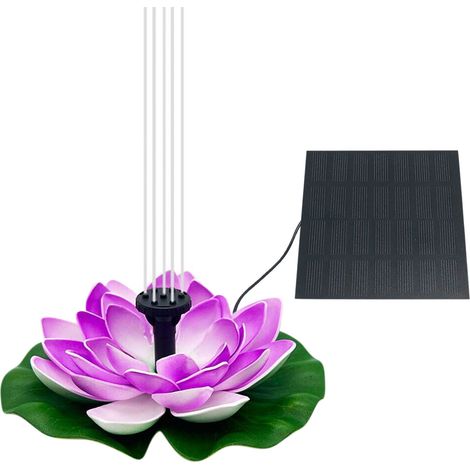 Fontaine Solaire Flottante - Pompe à Eau Solaire avec Feuille de Lotus - Pour Bassin Jardin Extérieur - Hauteur de Jet 50 à 80 cm - 120 L/H - IPX8 - 1 Pièce (1/5)