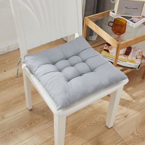 Coussin de chaise épais et uni, gris, 40 x 40 cm, idéal pour salle à manger, restaurant ou bureau. (1/3)