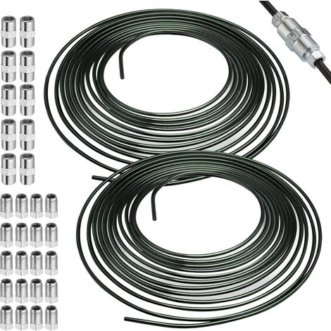 5m Tuyau de Frein Ø 4,76 mm en Acier Cuivré Revêtu, 2 Pcs Câbles de Frein avec 20 Raccords Vissés et 10 Connecteurs, Conduite Générale, Cable Frein Velo Facile à Plier Manuellement pour Automobile (1/5)