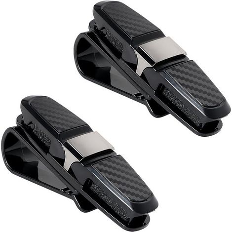 Set di 2 clip portaocchiali da auto per aletta parasole, multifunzionale per la maggior parte degli occhiali da vista e da sole - nero (1/5)