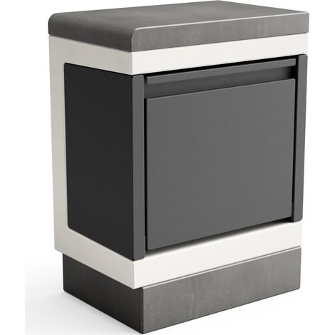 TUOZI - Módulo Soporte Papelera de Reciclaje KITAWAY para Barbacoa de Obra Prefabricada (Blanco, Gris - 42 x 63 x 63 cm) - Uso en Exteriores (1/3)