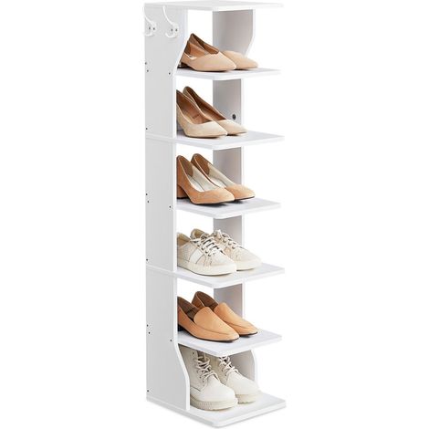 Schmaler weißer Schuhschrank mit 6 Ebenen (1/5)