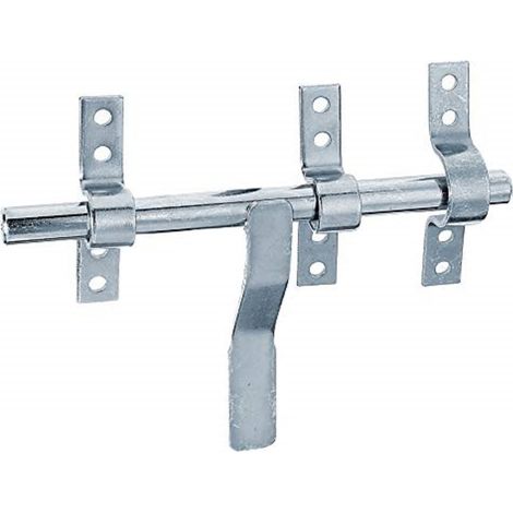 Verrou de box type Vervelle  avec poignée plate et gâche attachée  zingué  boulon Ø 14 x 190 mm