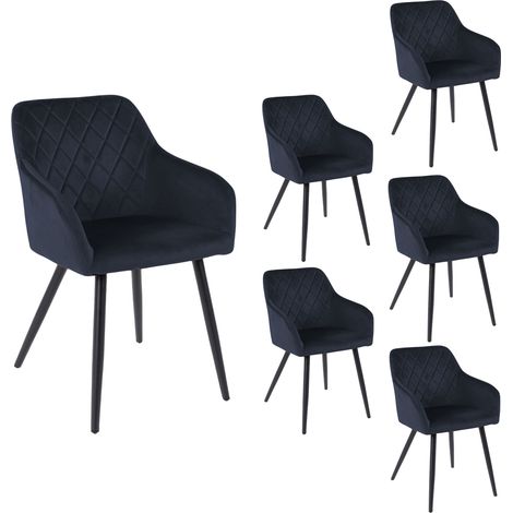 Lot de 6 chaises 59x56x82 cm en velours bleu marine - VELVET