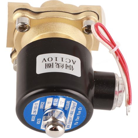 Électrovanne en laiton AC110V, filetage NPT 1/2", normalement fermée, pour eau, air, gaz et diesel. (1/5)