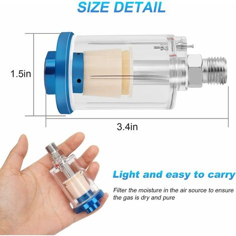 Air Line Oil and Water Separator 1/4 NPT Inlet and Outlet Air Compressor and Air Tool Accessory Air Tool Life Protection (1/5)