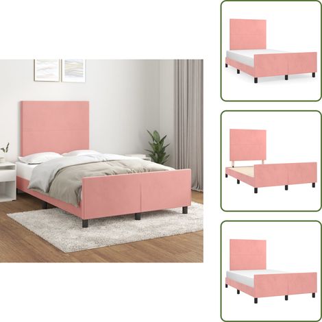 Letto con testiera regolabile - vidaXL Giroletto senza Materasso Rosa 120x190 cm Velluto - Letto con gambe di supporto
