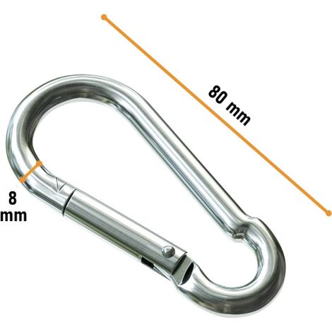 MOSCHETTONE Gancio mm 8x80 ACCIAIO ZINCATO Sicurezza Arrampicata Corda A SCATTO
