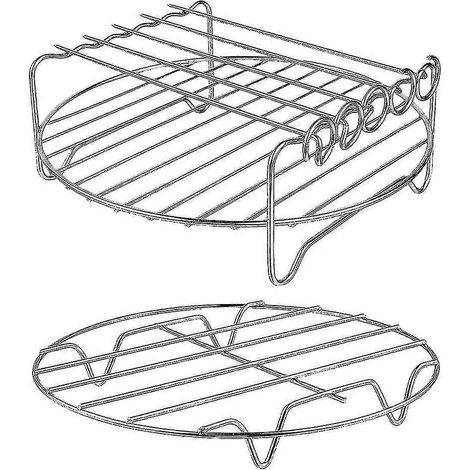 Ensemble de 2 accessoires pour friteuse à air chaud : grille double couche multifonctionnelle avec brochette pour friteuse XL. (1/5)