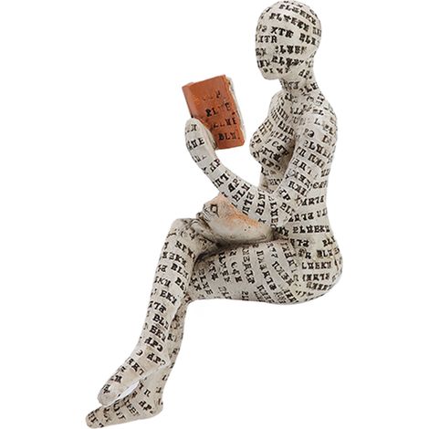 Statuette Femme en Résine Lisant - Décoration Étagère Livre Originale - Ornement Maison Créatif